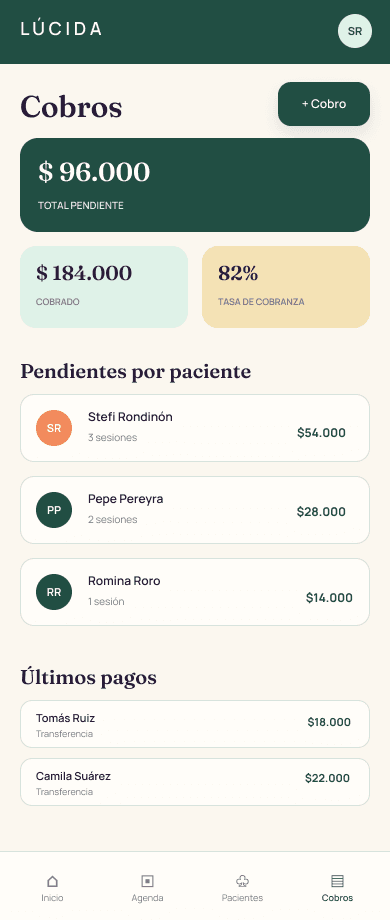 Cobros en Lúcida